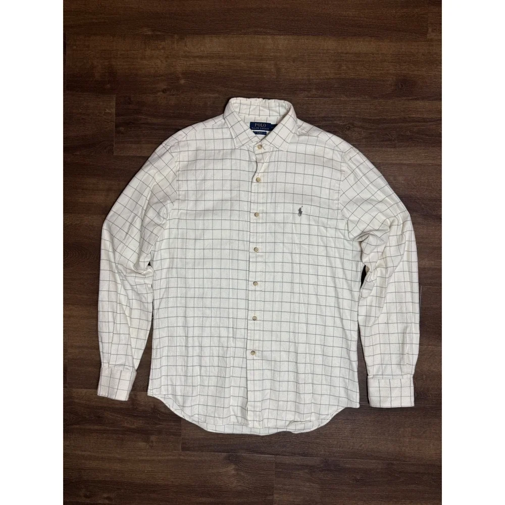 Polo Ralph Lauren Slim Fit Windowpane Check Flannel Button Up Shirt Mens Large